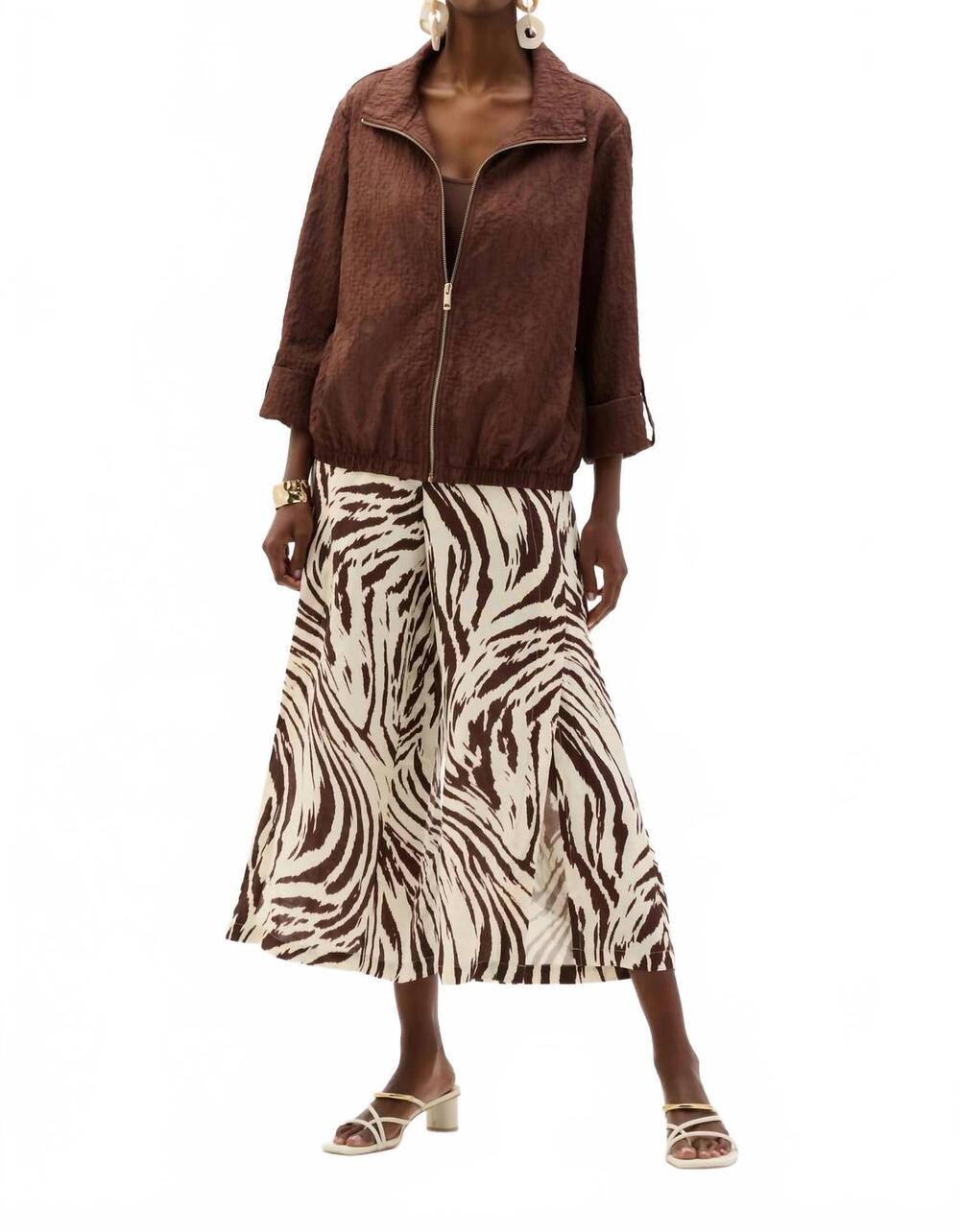 NEW JOSEPH RIBKOFF textured zip front bomber jacket in mahogany
